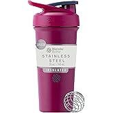 BlenderBottle Sport Sleek Insulated Stainless Steel Shaker Bottle with Wire Whisk, 25-Ounce, Raspberry – Protein Shakes & Hydration for Athletes & Fitness Enthusiasts, Easy Mixing, Lockable Lid