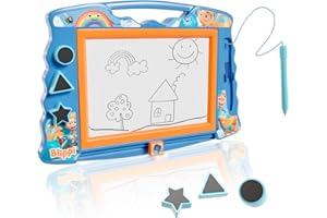 Lollipop Lolipop Blippi Magnetic Sketcher with Magnetic Pen and Stamps - Star, Heart, Triangle Shapes | Creative Drawing Pad for Kids Blippi Toys for Boys and Girls