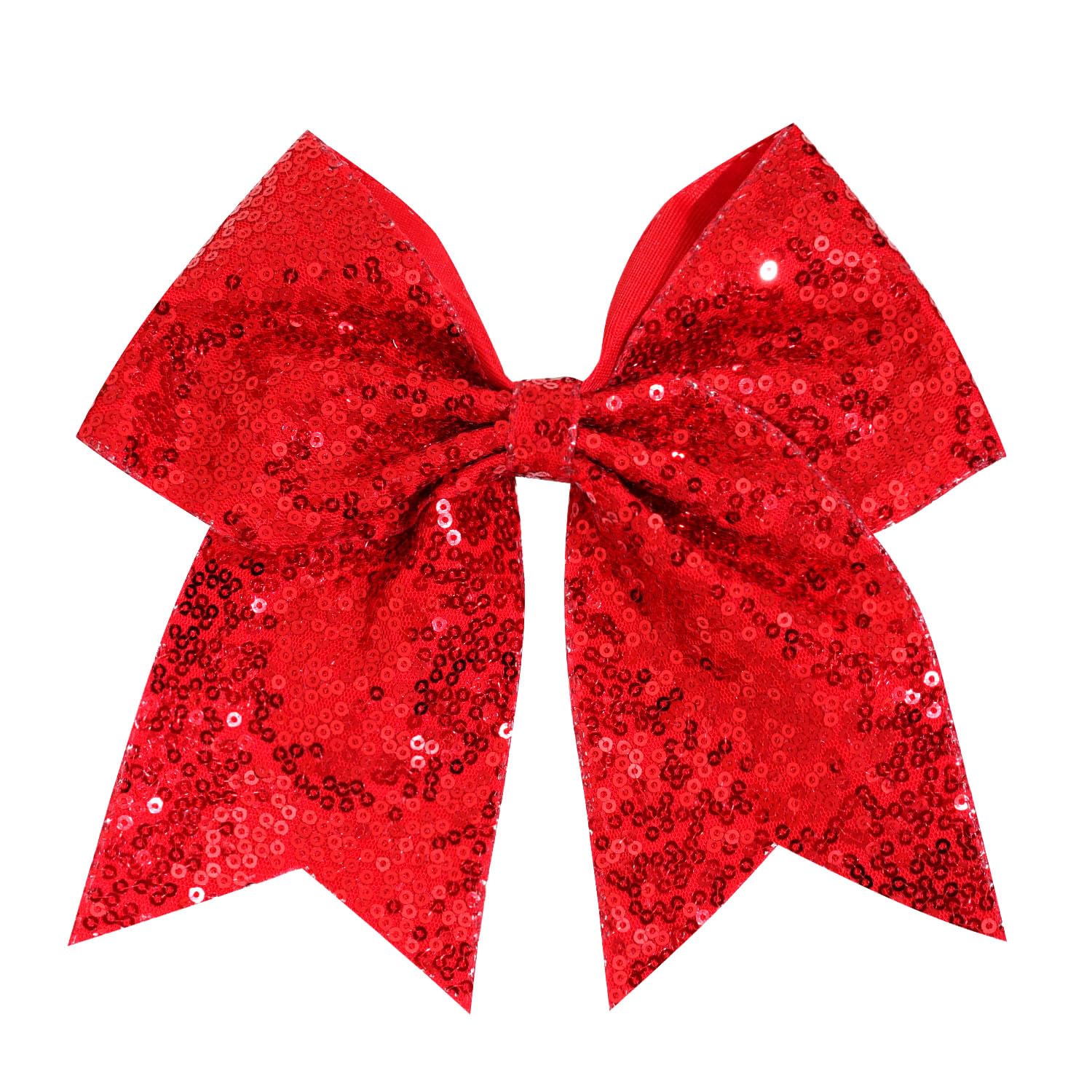 Photo 1 of 1 Pcs 8" Large Sequin Cheer Bows Clips, Cheerleading Glitter Hair Bow with Alligator Clips Hair Accessories for Cheerleaders Football Competition Sports (Red)