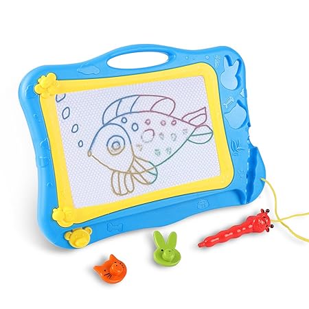 DUTISON Zaubertafel Maltafel Magnettafel für Kinder mit 2 Form Stempeln (Blue 001)