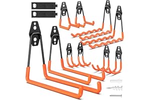 HSTMYFS Garage Storage Hooks, 12 Pack Steel Heavy Duty Wall Mount Hooks for Hanging Bike, Ladder, Garden Tools