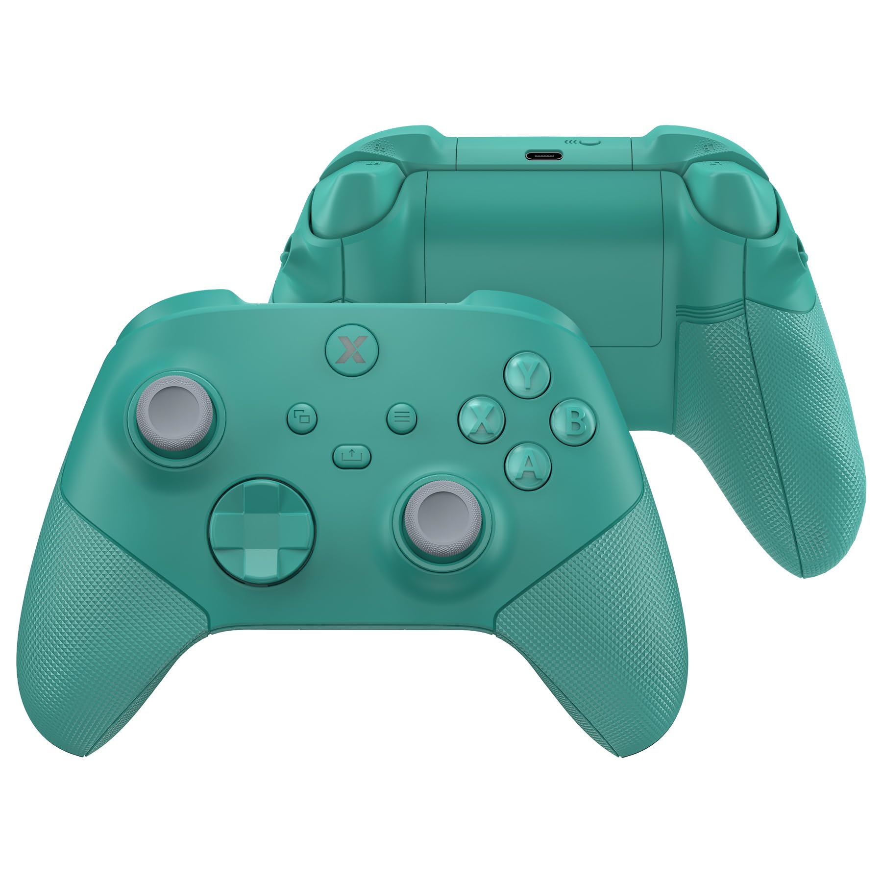 eXtremeRate ASR Version Redesigned Full Set Shell Buttons for Xbox Series X/S Controller, Ergonomic Trigger Stop Rubberized Grip Faceplate Backplate for Xbox Core Controller - Teal Green