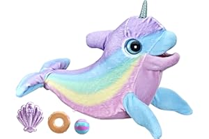 furReal Wavy The Narwhal Interactive Animatronic Plush Toy, Electronic Pet, 80+ Sounds and Reactions, Rainbow Plush, Ages 4 and Up