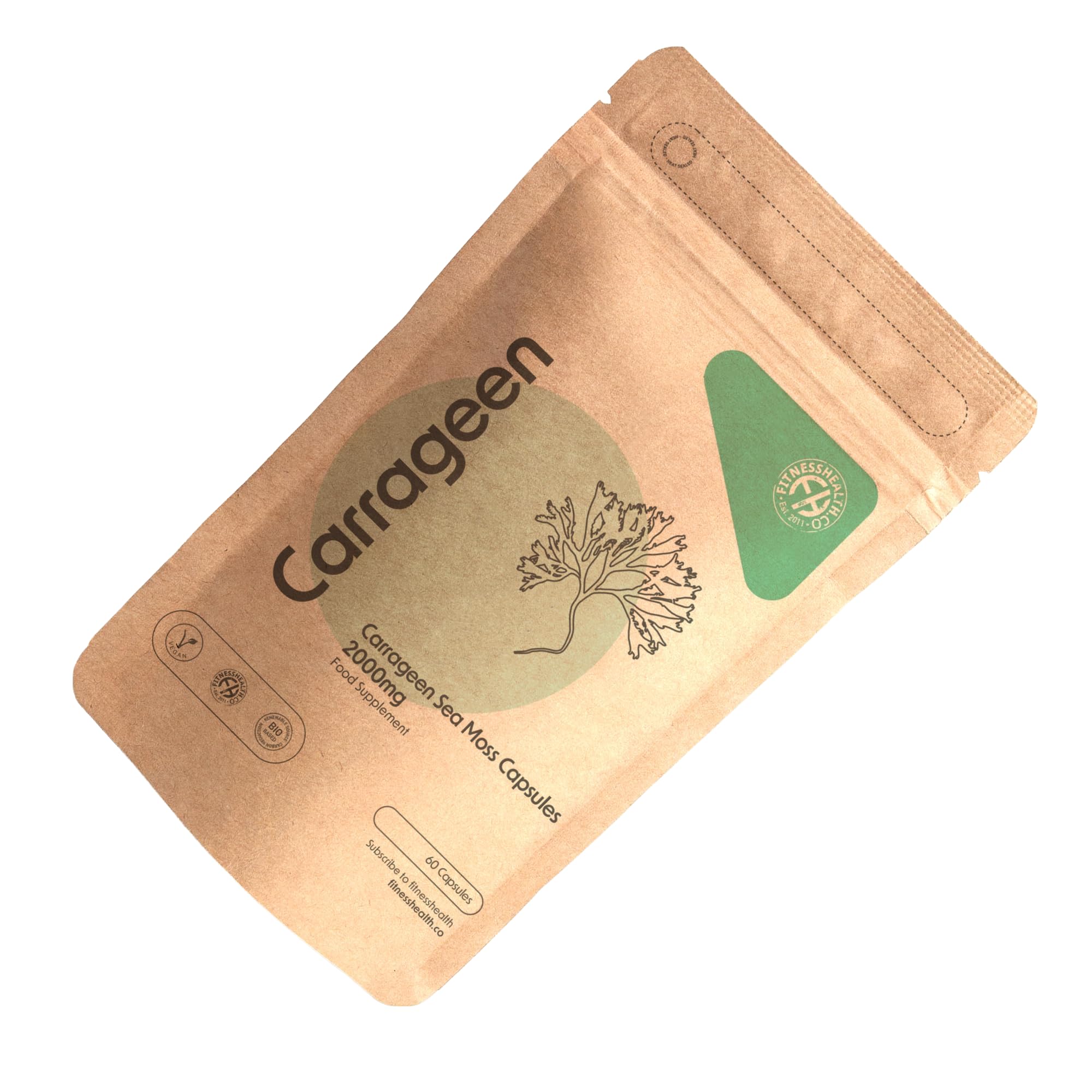 Fitness Health Carrageen Sea Moss Capsules 2000MG | Irish Moss | Resistant Support | High Strength Vegan Capsules | Pure Source of Iodine | Chondrus Crispus | 60 Capsules