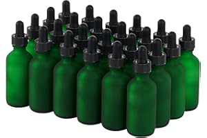SprayDroplet 24 Pcs, 2oz Glass Dropper Bottle, Leakproof Tincture Bottles with Dropper, Green Reusable Eye Dropper Bottle, Preety Frosted Texture, for All Kinds of Liquids (Green-Frosted, 2oz-24pcs)