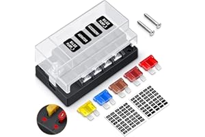 ELECTOP Upgraded 4 Way Blade Fuse Block Fuse Box with Single Positive Line Power Inputs, 4 Circuit Fuse Holder ATC/ATO Fuse B