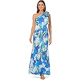 Adrianna Papell Womens Floral Printed Scuba Gown