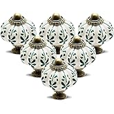 Seimneire 12pcs Ivory Pumpkin Knobs, Vintage Ceramic Cabinet Knobs, Dresser Drawer Door Knobs Drawer Pulls Dresser Handles wi