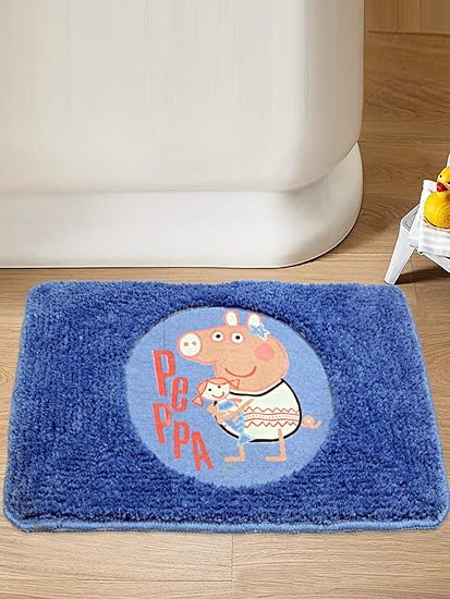 Saral Home Peppa Pig Soft Microfiber Anti Slip Bathmat- 40x60 cm, Blue