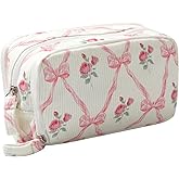 OZAOZ Big Capacity Pencil Case Pen Pouch Corduroy Pencil Bag Multiple Pockets Sturdy Zipper Cute School Supplies Pen Bag Organizer For Girls Kids (C Pink bow)