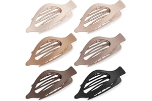 Oeusnael 6 PCS Large Flat Hair Clips for Women Girls, French Concord Lay Down Claw Clips for Thick Thin Hair, Comfortable Curved Flat Clips, Matte Non-slip Strong Hold Hair Accessories, Neutral Colors