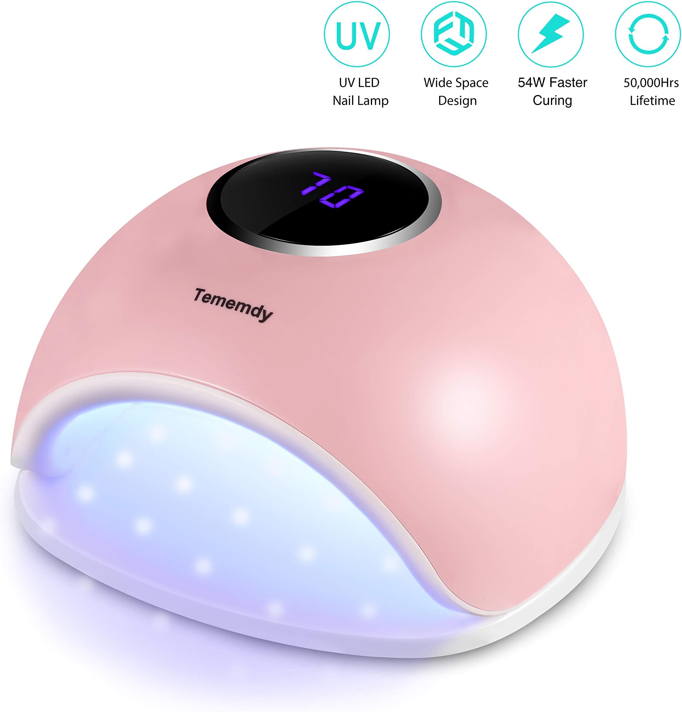 54W LED Nail Dryer UV Curing Professionally For All Gel Nails Toe Nail Auto On/Off Sensor Upgraded with 4 Timer Setting Home and Salon (Red)