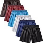 JupiterSecret Mens Satin Boxers Silk Feeling Sleep Shorts 6 Pack Underwear | Silky Pajama Bottoms, Button Fly, Elastic Waistband, Breathable, Lightweight, Loose Fit, Stretch, Quick Dry, Cool, Smooth