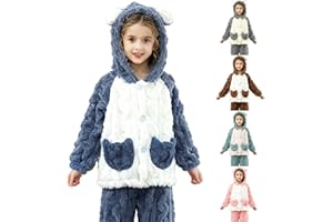 Kids Girls Winter Pajamas Set 2 Piece Cotton Warm Long Sleeve Shirt with Pocket Pants Toddler Thick Bed Comfort 𝐏𝐉𝐒