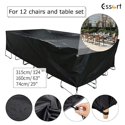 ESSORT Gartenmöbel Abdeckung 300x150, Abdeckplane Schutzhülle Abdeckhaube Regenschutz für Gartenmöbel Gartentische Rechteckig