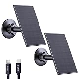 Zivif 2W Solar Panel for Security Cameras, Solar Charger with Micro USB & USB-C Port for Rechargeable Battery Security Camera, 360° Adjustable Mount, Black (2 Pack)