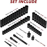 CASOMAN 3/8" Drive Impact Socket Set 49 Pc SAE Metric 6 Point Cr-V Steel Tool view 3