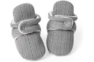 ohsofy Newborn Baby Cotton Booties Stay On Slipper Winter Warm Soft Shoes Non-Skid Infant Ankle Boots Crib Shoes