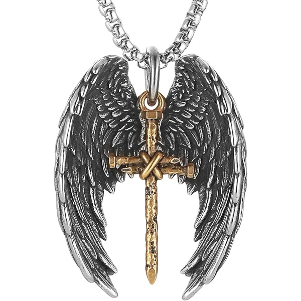 bahamut Colorful Guardian Fairy Angel Wings Necklace for Woman Men