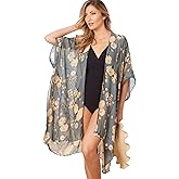 Breezy Lane Women's Kimono Cardigan Summer Swimsuit Coverups Beach Cover Up with Floral Print for Vacation