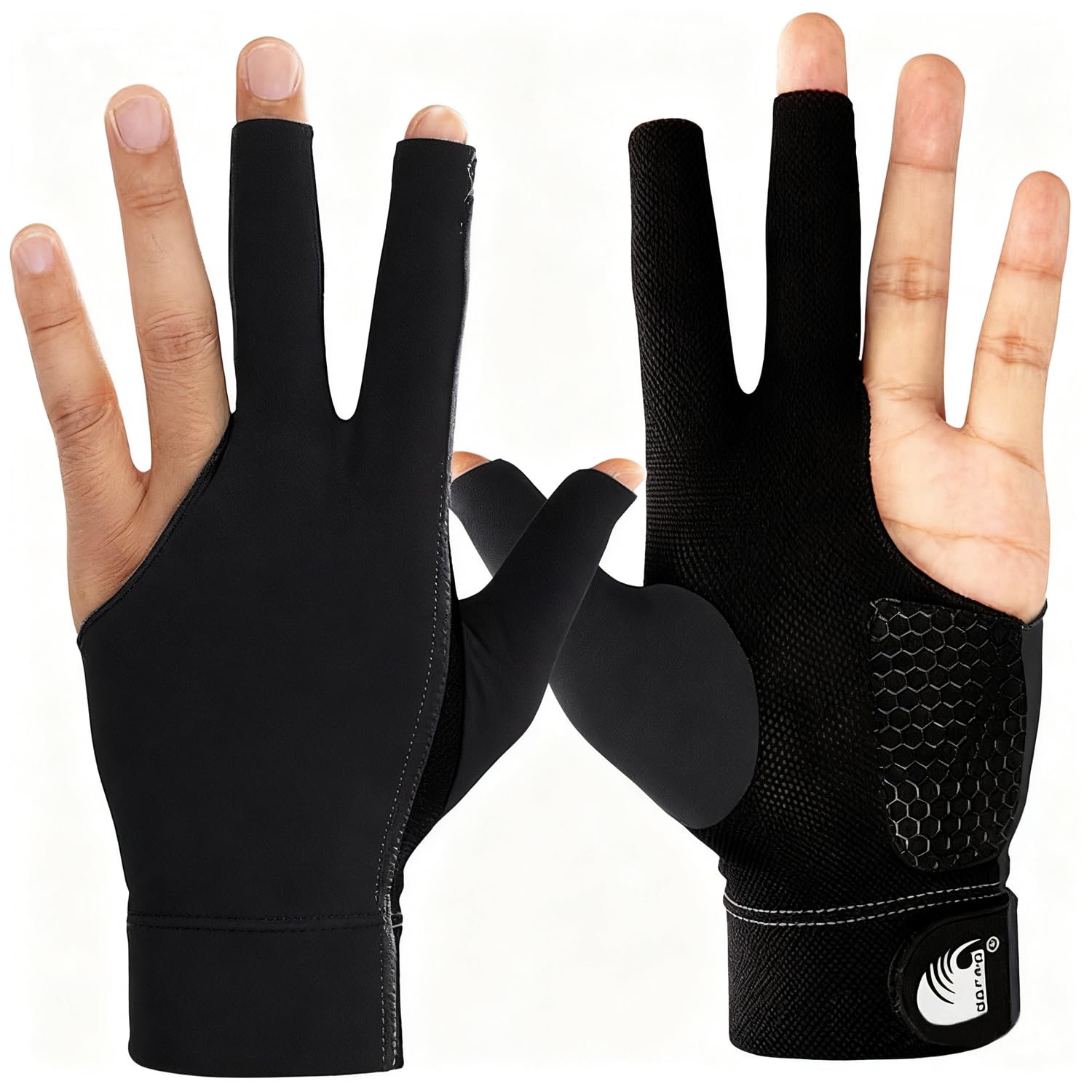 ITODA Elastic Billiards Gloves Wear-Resisting 3 Fingers Show Gloves Left Hand Sport Billiard Yoyo Glove Protection Safeguard Snooker Glove for Men Women Adults (black(breathable))