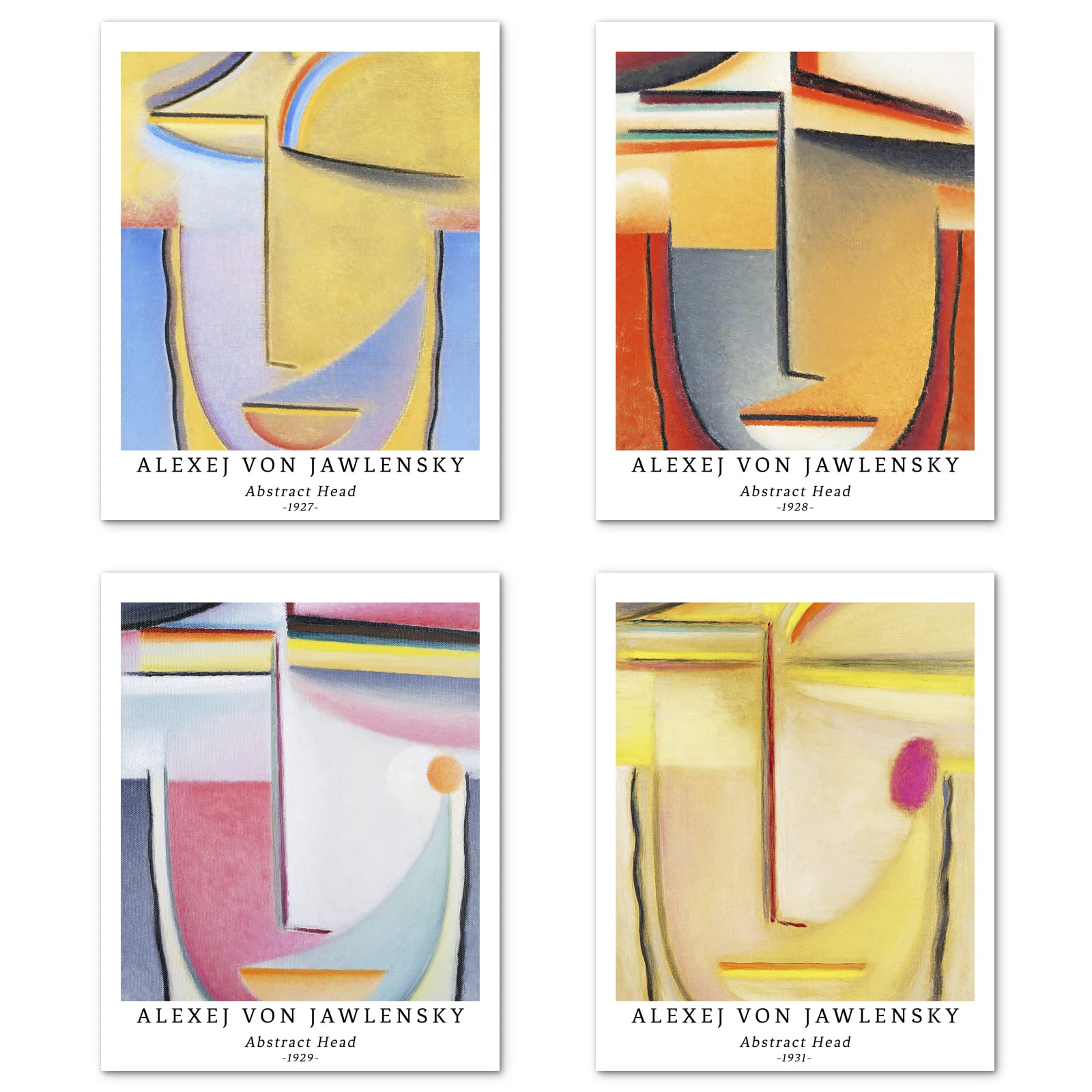 Berkin Arts Wall Art Unframed Prints Giclee Art Paper Set of 4, 11x14 inch Abstract Geometric Artwork, Livingroom Decoration Colorful Aesthetic Frameless Watercolor Prints Georgia O'Keeffe Painting