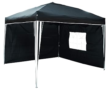 Aluminium Faltpavillon 3 x 3 Meter Ruckzuck Pavillon mit 2 Seitenteilen schwarz