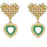 RLHRNDE Valentines Heart Earrings for Women Girls Dainty Gold Heart Earrings Red Beaded Heart Drop Dangle Earrings Christmas Birthday Thanksgiving Jewelry Gifts
