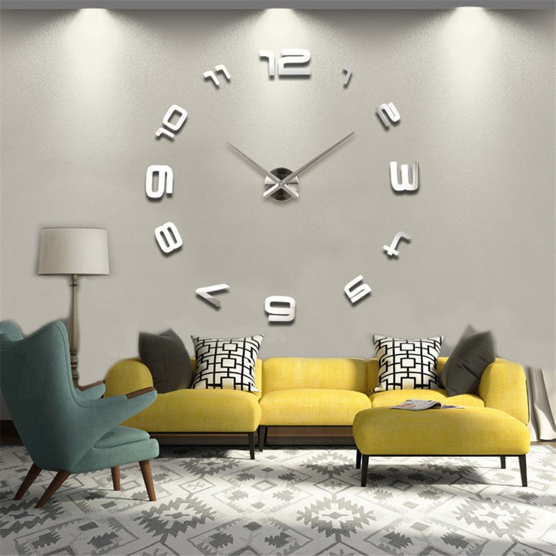 Amazon Com Netmetoo 3d Wall Clock Diy Large Sticker Modern