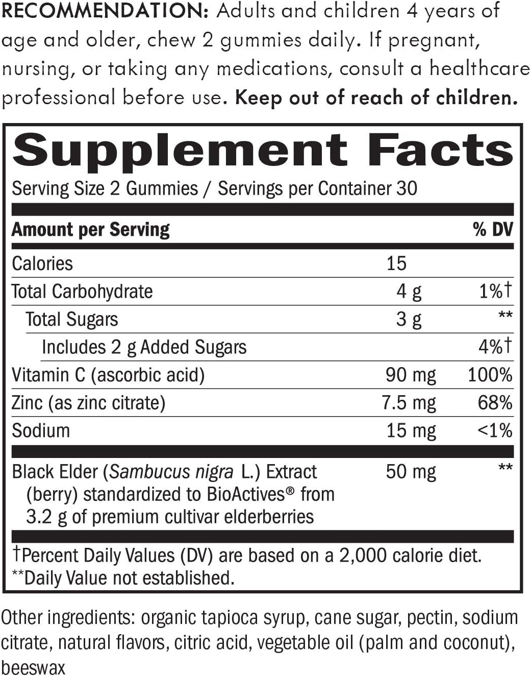 Nature's Way Sambucus Elderberry Gummies, Herbal Supplements with Vitamin C and Zinc, Gluten Free, Vegetarian, 60 Gummies (Packaging May Vary): Health & Personal Care