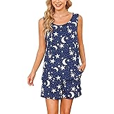 ENJOYNIGHT Women's Pajamas Set Sleeveless Tee and Shorts Sleepwear Tank Top Pjs Set With Pockets