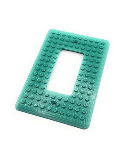 3D Printed 2-Gang Light Switch Cover With Building Block Pattern – Fits Most Brands (Blue)