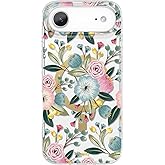 SCORPIFY for iPhone 17 Air Case [Compatible with MagSafe] with Hibiscus Floral Design, Cute Clear Flower Magnetic Phone Cover for Women Girls, [Non Yellowing] Slim Bumper with Gold Accents