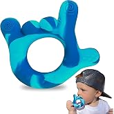 I Love You Silicone Hand Teether, Teethers for Babies 3-6 Months, Soft Teething Toys 6-12 Months bpa Free, Massaging Teething Relief (Blue)