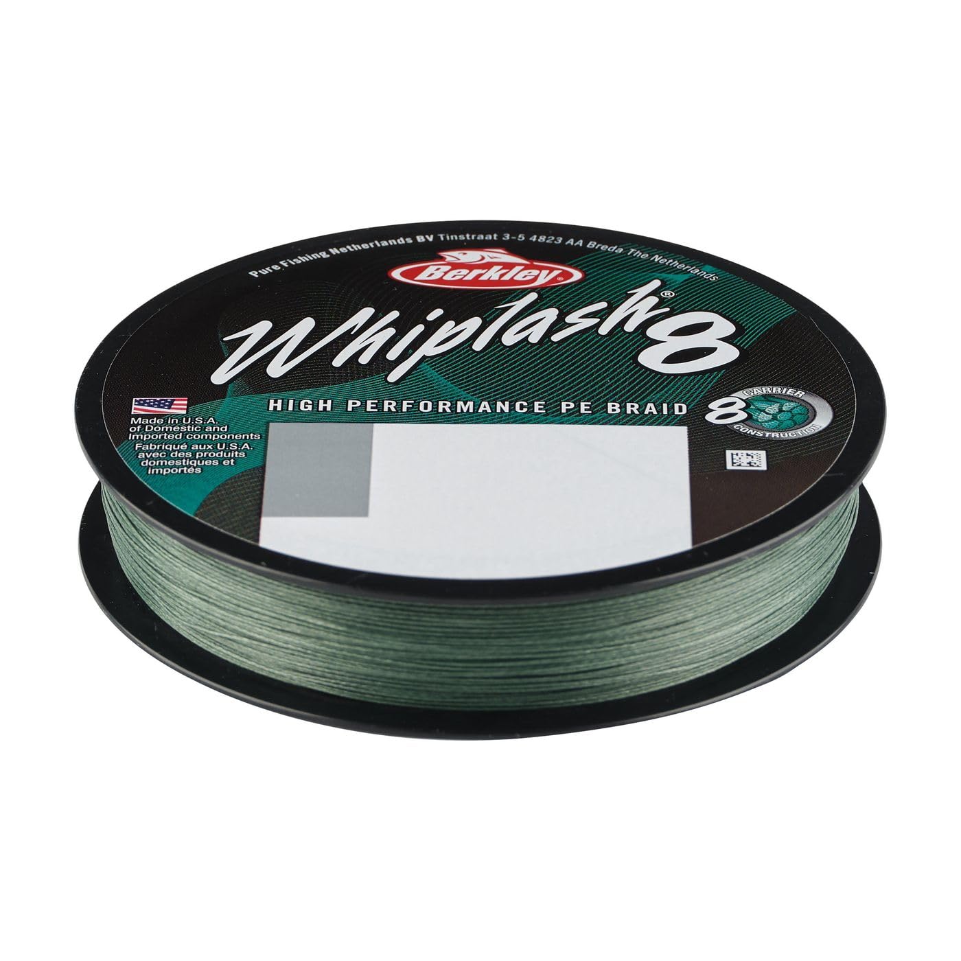 Berkley Whiplash8, Fishing Line, Superline, , Predator Fishing, Pike, Perch, Zander, Trout, Unisex, Moss Green, 0.18mm | 23.3kg | 51lb | 165yd