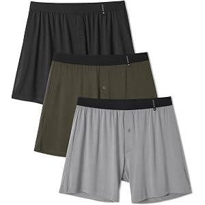 DAVID ARCHY Mens Bamboo Rayon Boxer Shorts Relaxed Fit Underwear 3 Pack | Moisture-Wicking Stretch Comfort Waistband, Button
