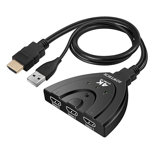 title=SOWTECH HDMI Switch 4K, 3 Input 1 Output Compatibile con 4K x 2K Full HD 1080P