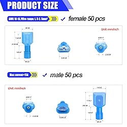 Twidec/100PCS Nylon Spade Connectors Kit 16-14