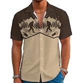 Men's Hawaiian Shirt Short Sleeve Funny Toucan Cowboy Print Western Vintage Button Down Tropical Bird Casual Shirts