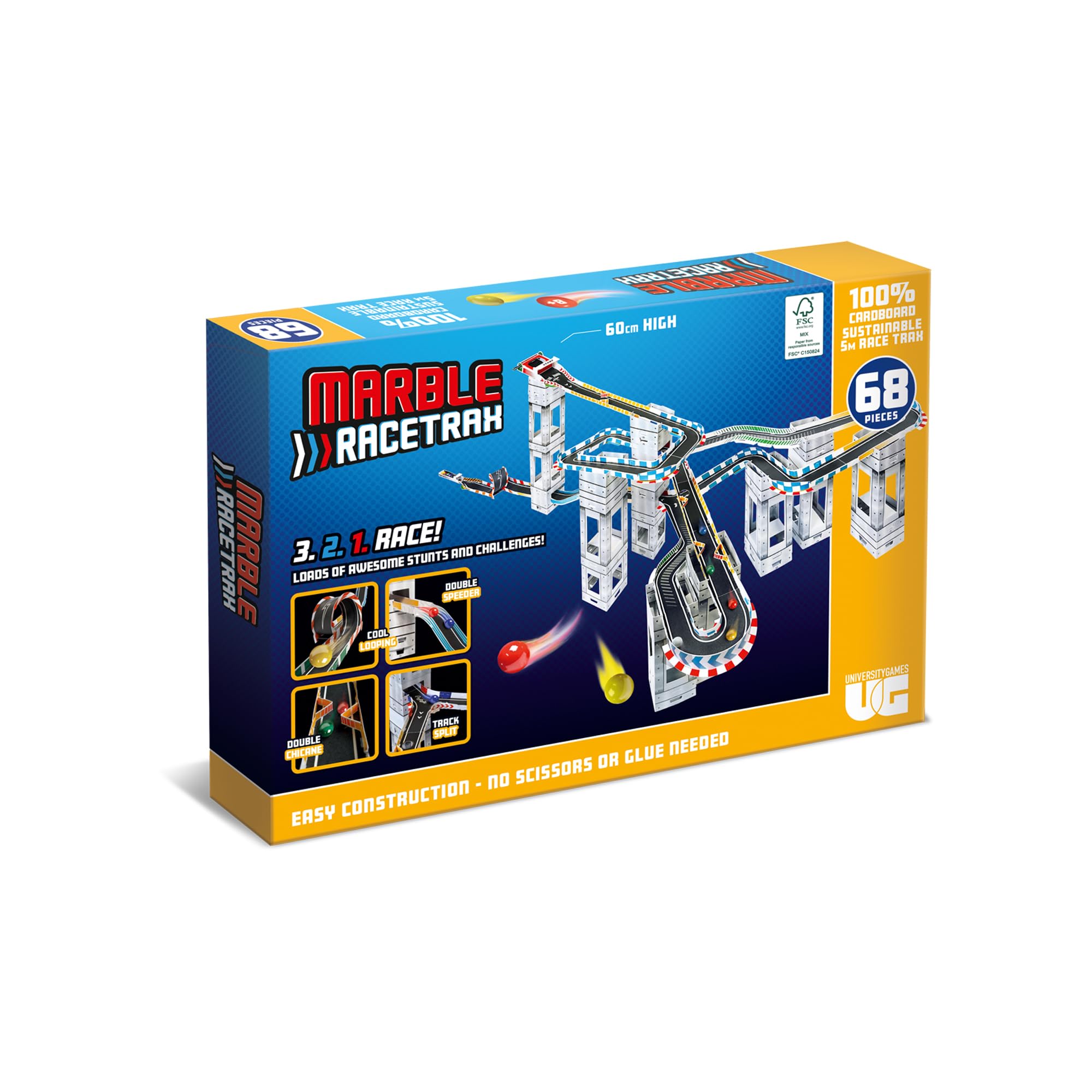 University Games Marble RaceTrax Game - 68 pieces Marble Race Track