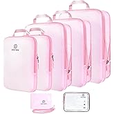PFEYRPK Lightweight Compression Packing Cubes for Suitcases, Compressible Expandable Travel Packing Organizer with Clear Toiletries and Backpack Bag, Travel Essentials for Carry on Luggage 7 Set