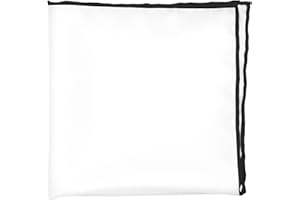 BELLUNO 100% Silk Pocket Square for Men, Silk Ivory White with Hand-Rolled Color Edge