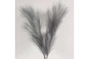 NOLAST 4 Stems 43" Faux Pampas Grass Long Large Pampas Grass Tall Flowers for Floor Vase Filler Wedding Decor (Gray)