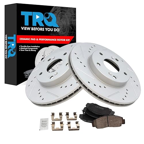 TRQ Front Brake Pad & Rotor Kit Premium G-Coated Performance Ceramic Compatible with 2003-2007 Honda Accord 2006-2010 Civic