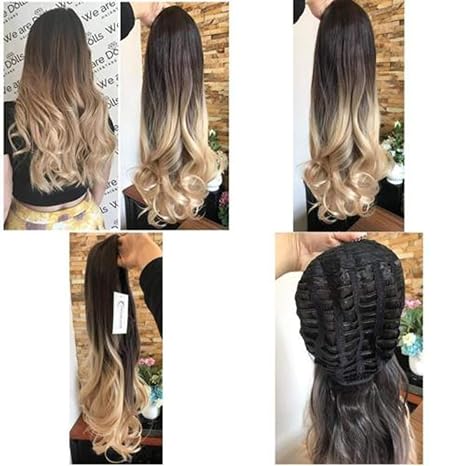 Buy 24 Inches Half Head Wig Long Curly Wavy Ombre Dip Dye 3 4