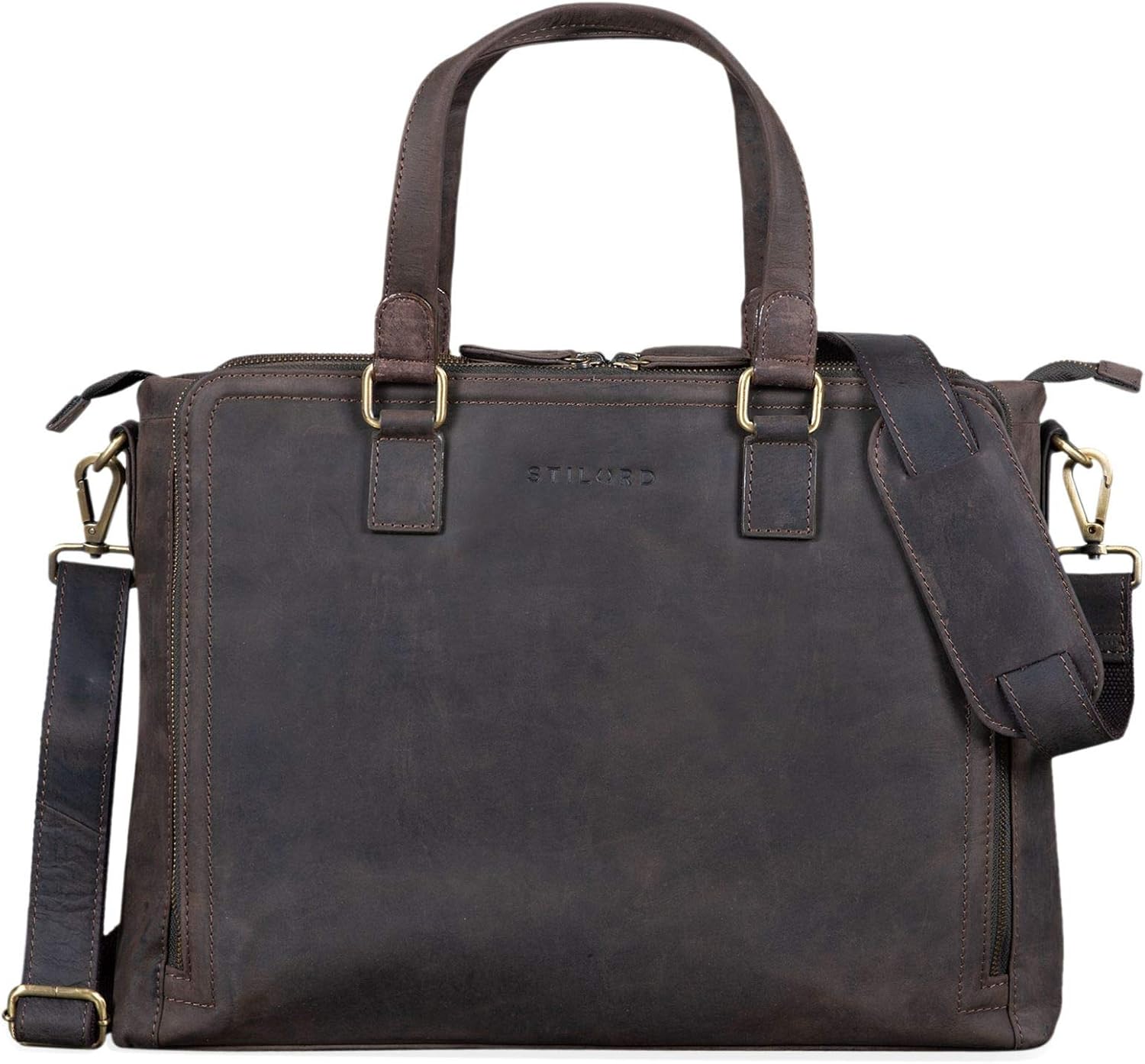 STILORD 'Claire' Women's Business Bag Genuine Leather 15 Inch, Dark - Brown - Image 3