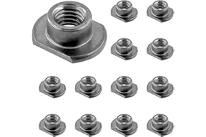 Swpeet 15Pcs M8 Black T-Shaped Weld Nuts Kit, Tab Base UNC Carbon Steel Machine Screw, Welding Hood Fasteners Metric T-Shape Welding Nut for Furniture Vehicles Caster and Industry Machine