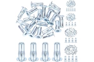 Mardatt 20Pcs M4 Multi-Grip Rivet Nuts, Zinc-Plated Pre-Bulbed Shank Flat Head Threaded Insert Nut, Carbon Steel Rivet Nuts f