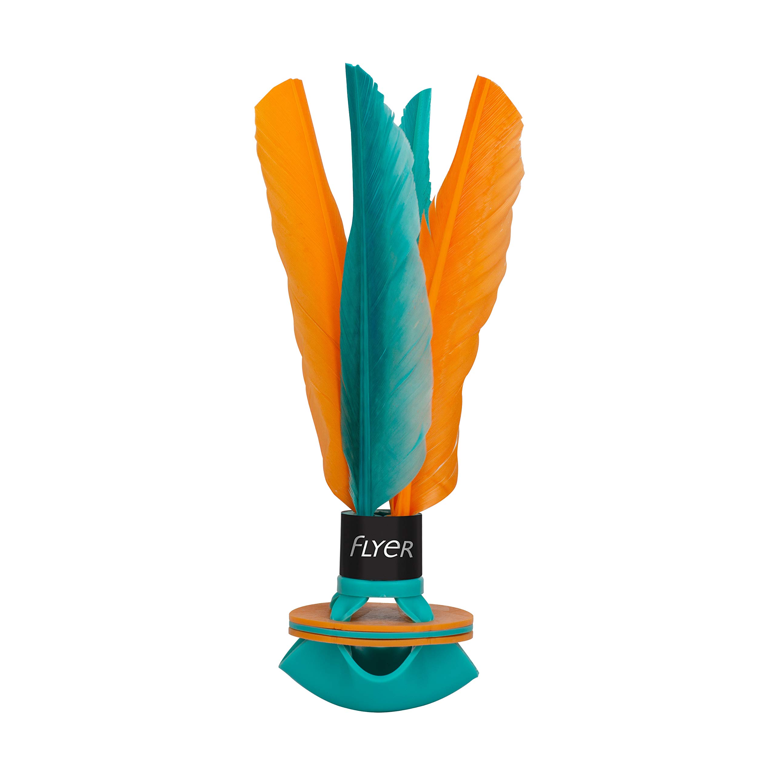 Waboba Flyer - Soft Rubber Shuttlecock, Badminton Thrower for Indoors & Outdoors, Training Aid for Solo Practice, Garden Games for Kids & Adults, Family Games for All Ages - Teal/Orange (22cm Tall)
