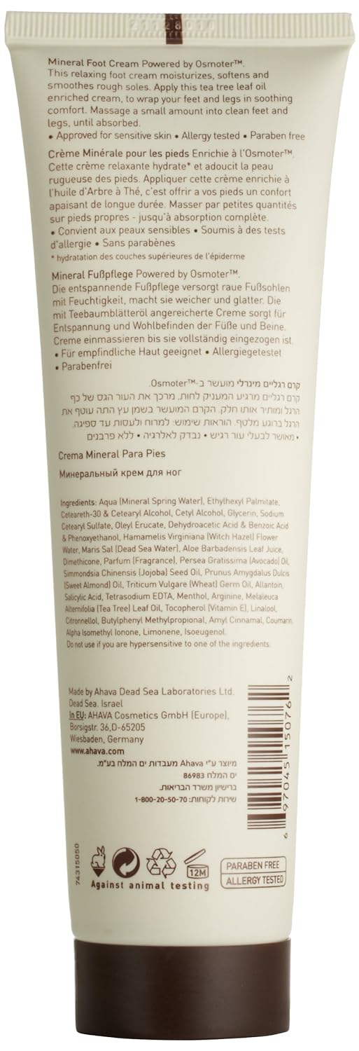 AHAVA Mineral Foot Cream, 5.1 Fl Oz: Premium Beauty